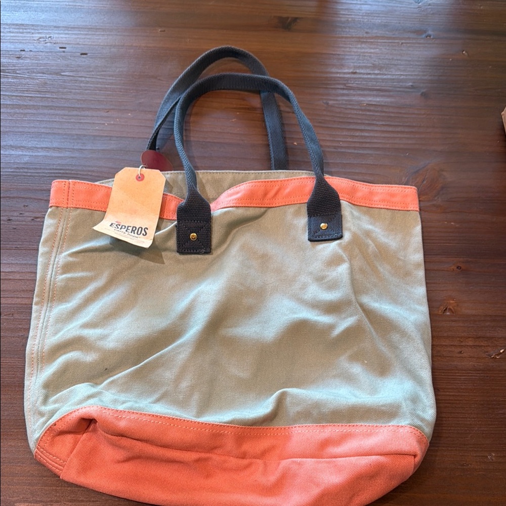 Vibrant Green and Orange Canvas Tote